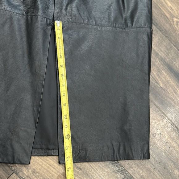 VINTAGE For You From Spiegel Long Black Leather Skirt Size 16 - Picture 7 of 8